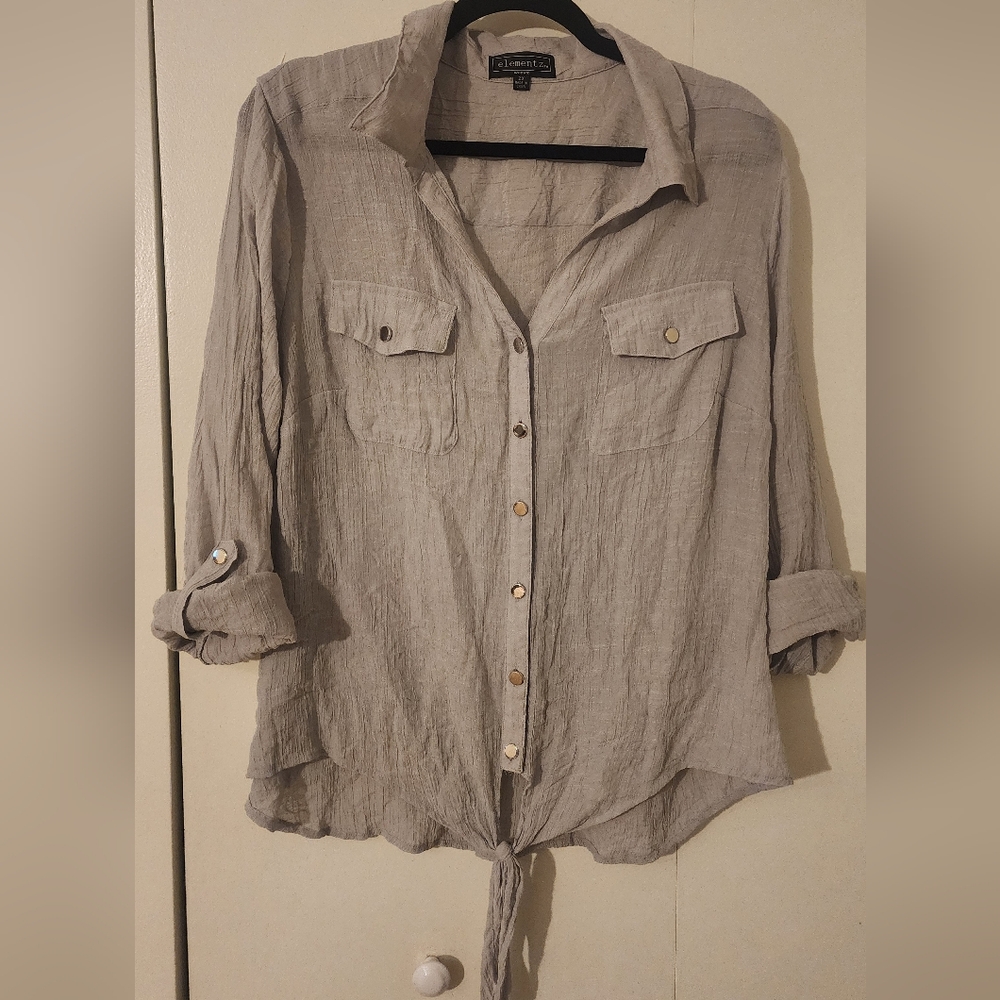 Elementz Light Gray Textured Blouse